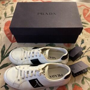 Prada White Leather Sneakers